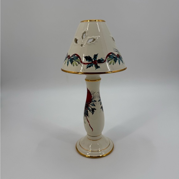 VTG Lenox Winter Greetings Ceramic Cardinal Christmas Table Lamp with Gold Trim - Picture 13 of 16